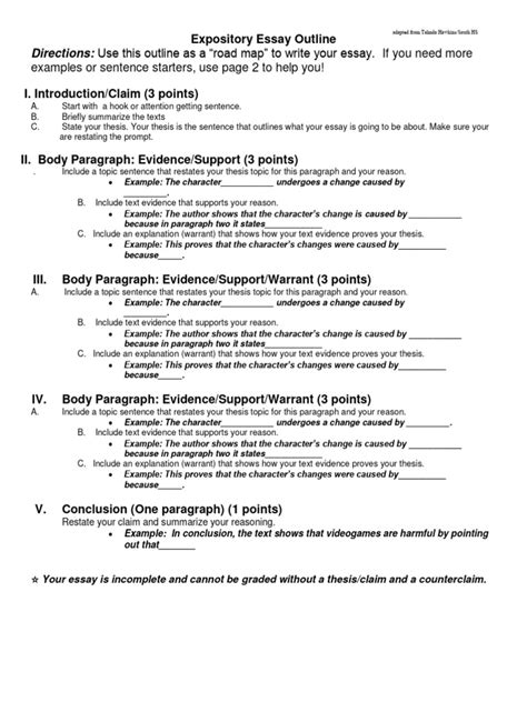 Expository Essay Outline Sample | PDF | Argument | Essays