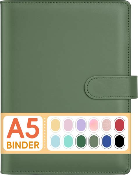 Amazon.com : A5 Binder Cover with Magnetic Buckle Closure, 6 Ring A5 PU ...