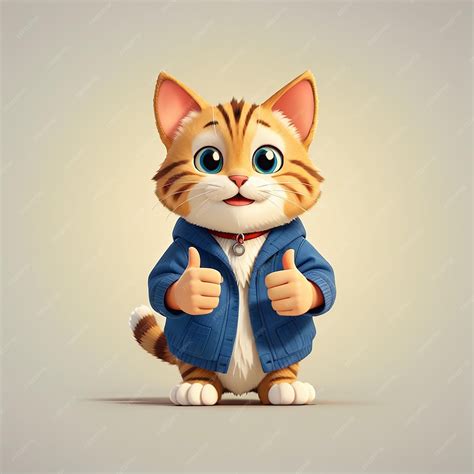 Premium Photo | Cute cat with thumbs up cartoon vector icon ...