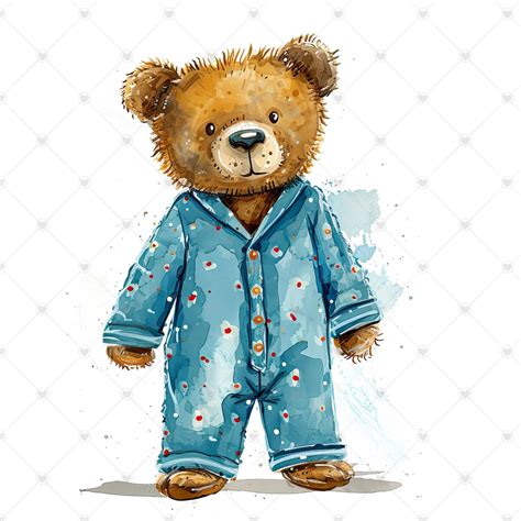 Teddy Bear in Blue Baby's Pajama PNG Clipart Bundle- Digital Download ...