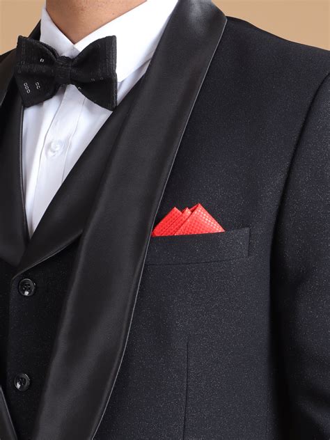 Black Shimmer 3-Piece Tuxedo on Rent | Designer Party Wear | CandidMen