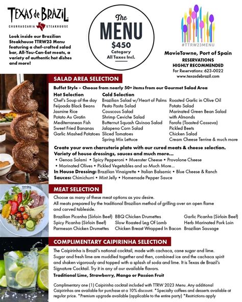 Texas De Brazil lunch menu - Midday Dining