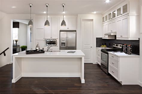 Modern White Kitchen Dark Floor