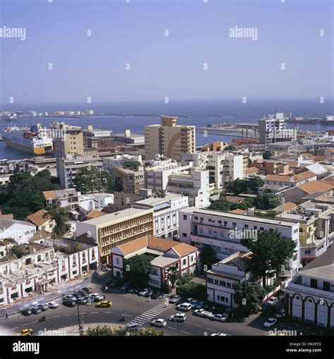 Senegal, Dakar, town overview, harbour, sea, Africa, West, Africa, peninsula, the Cape Verde ...