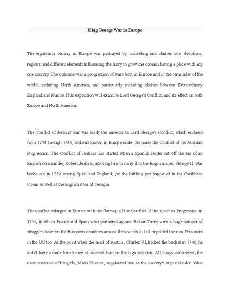 King George War in Europe - The outcome was a progression of wars both ...