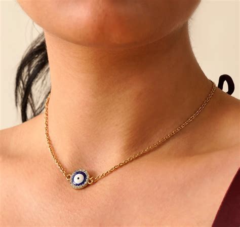 TFC Round Evil Eye Gold Plated Pendant Necklace