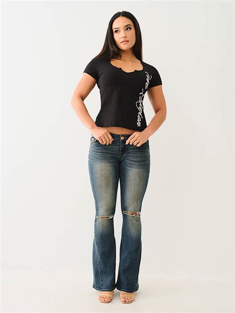 CRYSTAL TRUE RELIGION V NOTCH TEE | True Religion