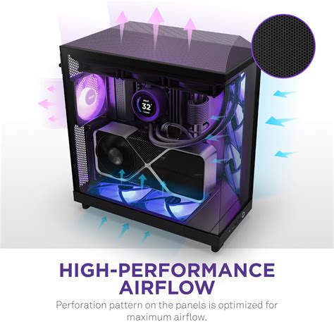 NZXT H6 Flow RGB | CC-H61FB-R1 | Compact Dual-Chamber Mid-Tower Airflo