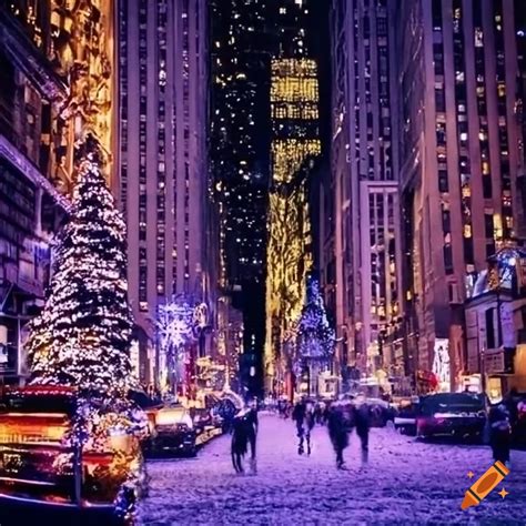 Magical christmas night in new york with sparkling decorations on Craiyon