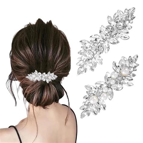 MAYCREATE® 2Pcs Rhinestone Hair Clips for Women Stylish Latest Crystal ...