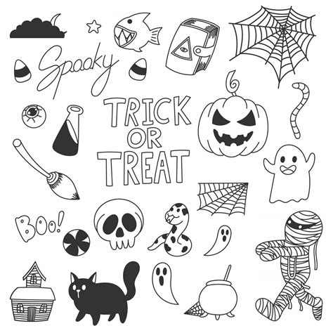 Cute Halloween doodles, trick or treat 2851754 Vector Art at Vecteezy
