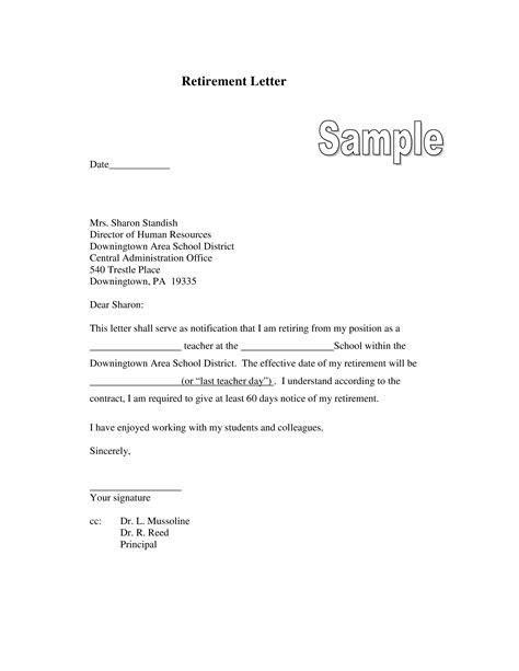 Template For Retirement Letter