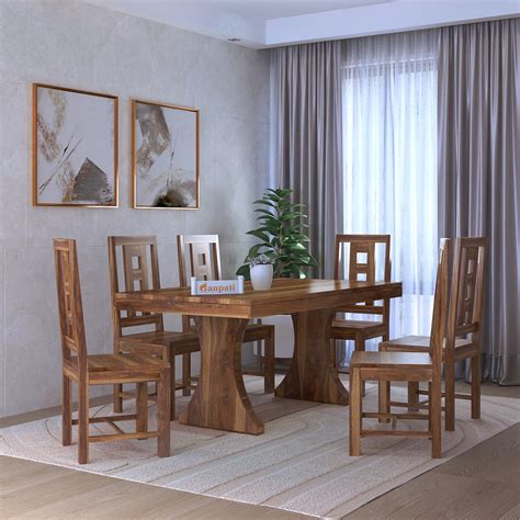 Merin Solid Sheesham Wood 6 Seater Dining Table Set - 3 Years Warranty ...
