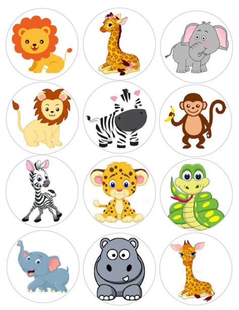 Safari Animals Edible Cupcake Toppers Jungle Party Cake - Etsy India
