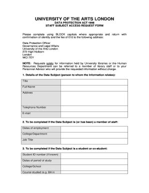Fillable Online arts ac Staff SAR Form (PDF 64KB) - University of the ...