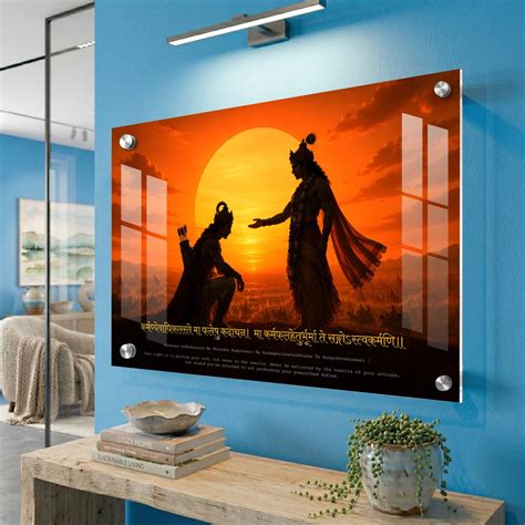 Divine Bhagavad Gita Guidance: Krishna & Arjuna Acrylic Print Artwork ...