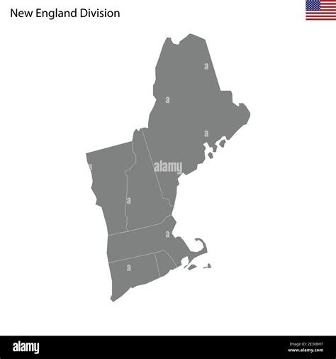 High Quality map of New England division of United States of America ...