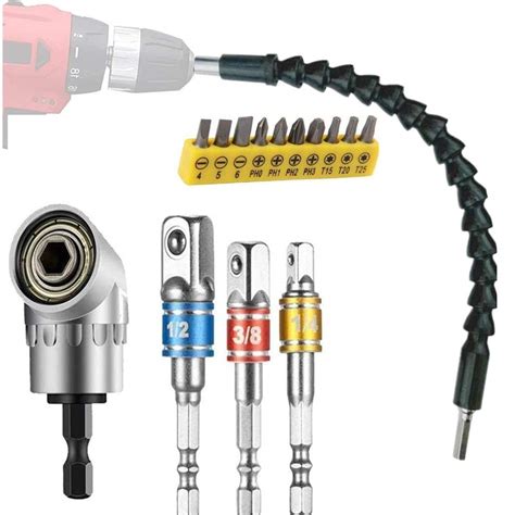 Flexible Drill Extension Hex Shank Drill Nut Driver Bit Set, 1pcs ...