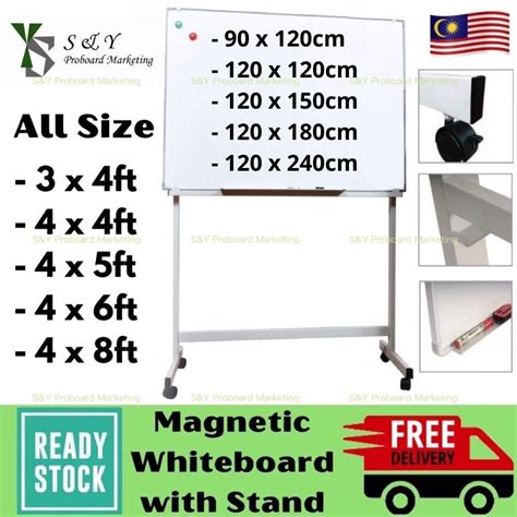 4x8 Magnetic Whiteboard with Stand Size White Board, Hobbies & Toys ...