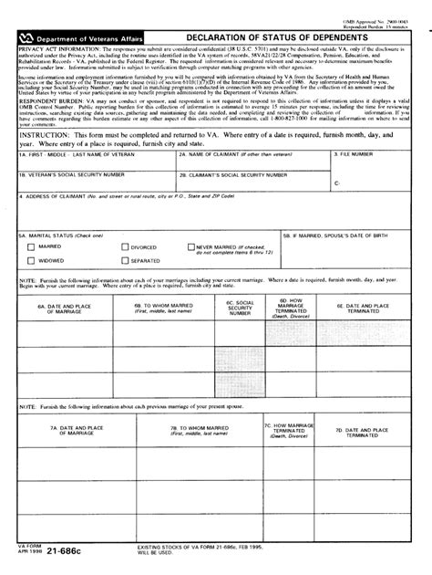 1998 Form VA 21-686c - Blank Fillable Template | Fill Out, Print ...