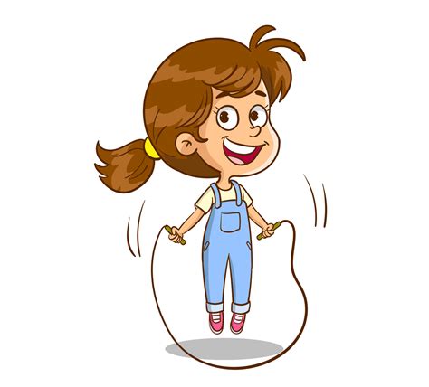 cute little girl jumping jump rope. vector illustration. sports for ...