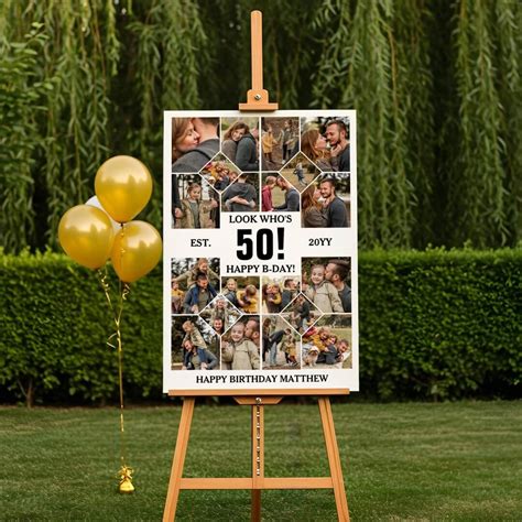 Custom Look Who's 50 Happy Birthday Photo Collage Foam Board ...