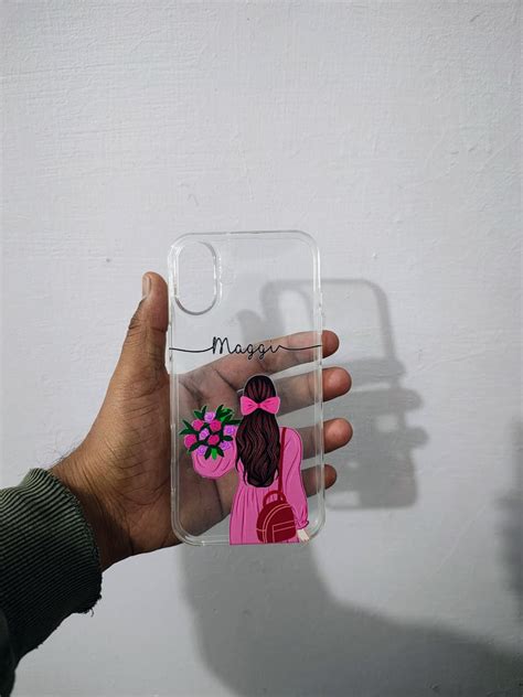 Custom Girl Illustration Phone Case – Personalized Name Clear Back Cov ...