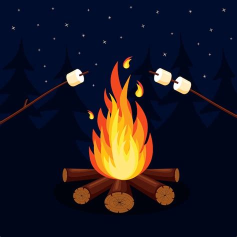 Cartoon fire flames, bonfire, campfire on background. | Premium Vector