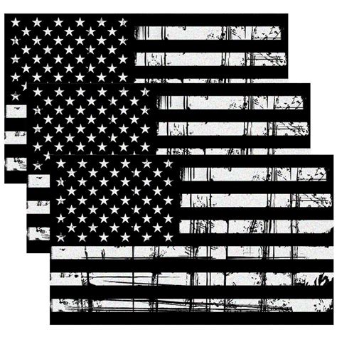 CREATRILL Reflective Tattered Subdued American Flags Decal Matte Black ...