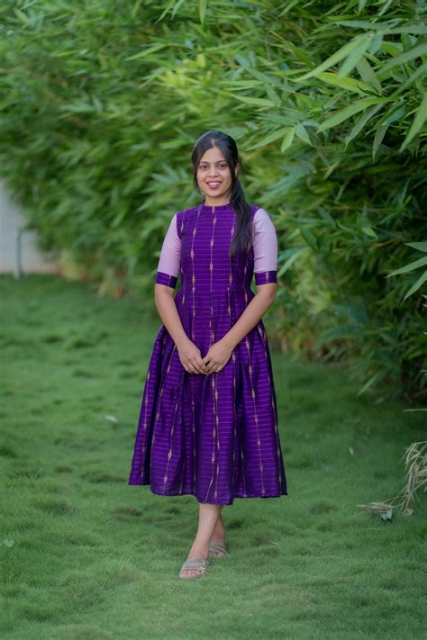 AA036 Purple Silk maxi With Pink Shimmer Sleeves(Function Wear) – Ayla ...