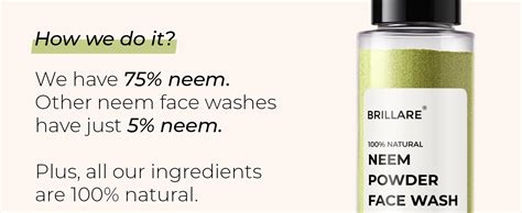Brillare Neem Face Wash | for Acne & Pimples | with Bergamot for Clear ...