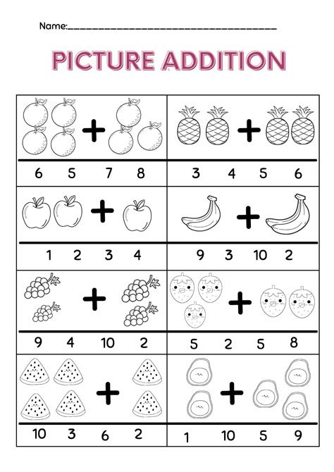 20 Printable Kindergarten Addition Worksheets, Picture Addition and ...