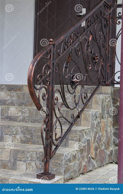 Stairs with Metal Railings To the House,stone Stairs and Tiles with ...