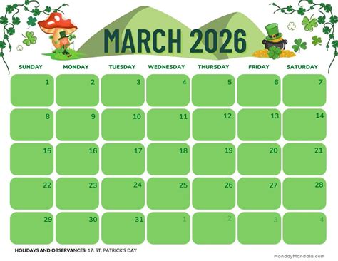 Free Printable 2026 Calendar With Holidays March - Printable 2025 Calendar
