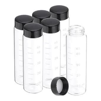 PATIKIL 6pcs 50ml Small Clear Glass Vials with Black Screw Cap ...
