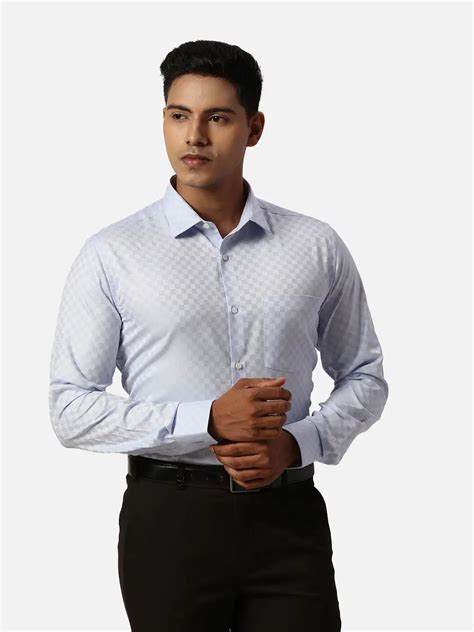 Park Avenue Slim Fit Self Design Medium Blue Shirt – MyRaymond
