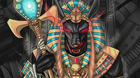Download wallpaper 1920x1080 wolf, pharaoh, art, ancient egypt full hd ...