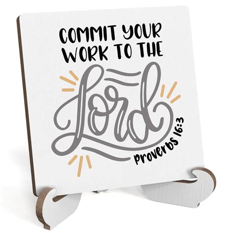 Bible Verse Table Desk Decor Inspirational Rustic Christian Wood Sign ...