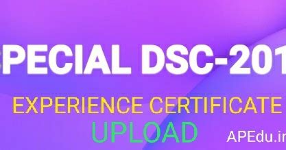 SPECIAL DSC-2019 EXPERIENCE CERTIFICATE UPLOAD - APEdu