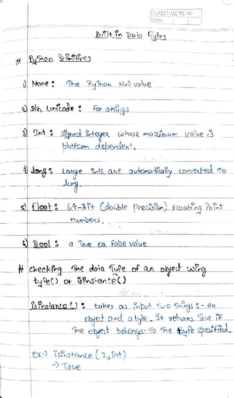 Python Notes: Data Types and Operations Overview (CLASSTIME) - Studocu