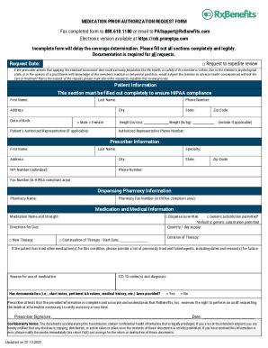 Medication Prior Authorization Request Form - Blank Fillable Template ...