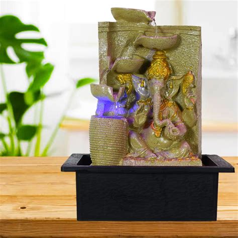 Water Fountain with LED Lights for Home Decor Decoration Showpiece Gift ...