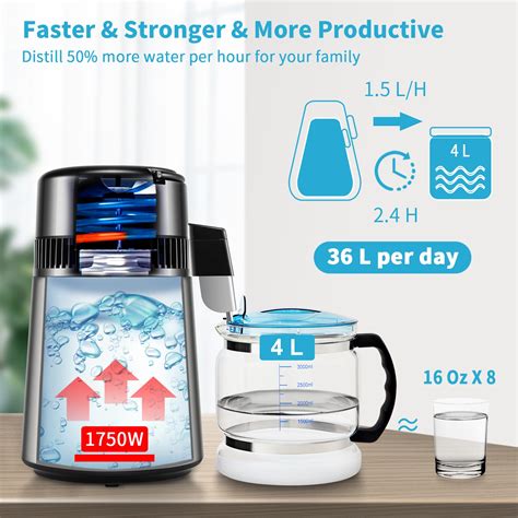 VEVOR VEVOR 4L Water Distiller 1.5L/H Distilled Water Maker Timing Dual ...