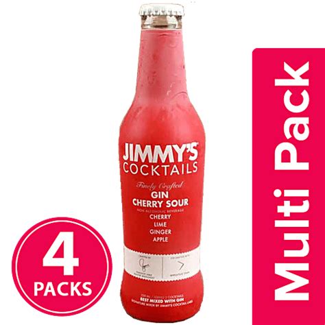 Buy Jimmys Cocktails Gin Cherry Sour Cocktail Mixer - Ready To Serve ...