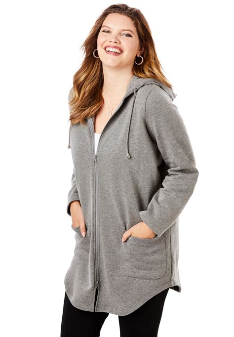 Roaman's - Roaman's Women's Plus Size Fleece Zip Hoodie Jacket Fleece ...