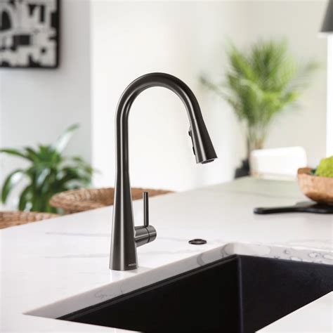 Moen Black Stainless Steel Single Handle Deck-mount Pull-down Kitchen ...