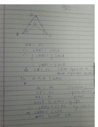 in an isosceles triangle ABC the bisector of Angle B and angle C ...
