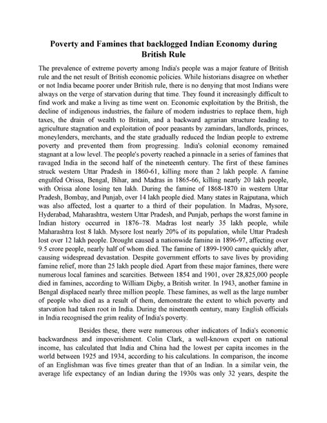 Poverty and Famines that backlogged Indian Economy during British Rule ...