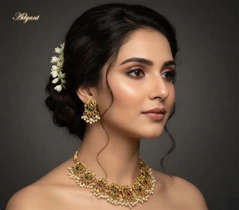 Adyant Jewels Adyant Jewels Traditional Gold Plated Temple Jewelry Set ...