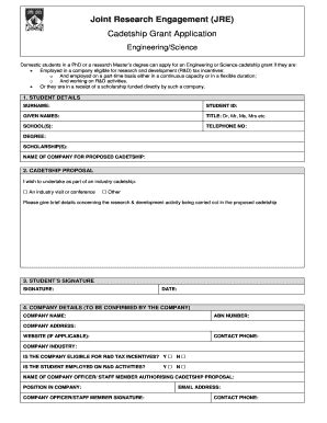 Fillable Online (JRE) - Engineering Cadetships Application Form ...